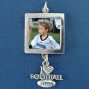 Picture Photo Frame Double Sided Plain Square Large Sterling Silver Charm with Loop on Bottom to add a Charm Dangle (Football sold Separate)