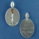Candle Sterling Silver Pendant with Orange Crystal and Word Phrase You Light Up My Life