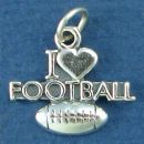 Football, I Love with Heart Sterling Silver Charm Pendant