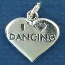 Dancing, I Love Heart Sterling Silver Charm Pendant