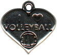 Volleyball, I Love Heart Sterling Silver Charm