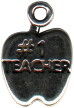 School Apple #1 Teacher Child's Sterling Silver Charm for Bracelet or Necklace