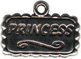Princess Word Charm and Message Phrase Sterling Silver Charm for Necklace