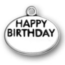 Happy Birthday Engraveable Disk Sterling Silver Charm Pendant