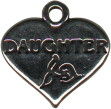 Daughter Heart with Flower Sterling Silver Charm Pendant