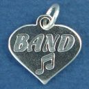 School Band Heart with Music Note Sterling Silver Charm Pendant for Charm Bracelet