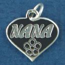 Nana Word Phase Sterling Silver Heart Charm Pendant with Flower Accent