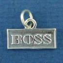 Boss Word Phase on Plaque Sterling Silver Charm Pendant