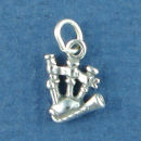 Music: Scottish Bagpipes Small 3D Sterling Silver Charm Pendant