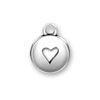 Inspiration Round Domed Affirmation Message Heart Sterling Silver Charm