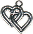 Heart; Double Interlock Sterling Silver Charm Pendant