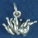 Bowling Pins 3D Sports Sterling Silver Charm Pendant