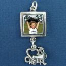 Square Photo Charm Sterling Silver with Loop on Bottom to add a Charm Dangle (Cheer sold Separate)
