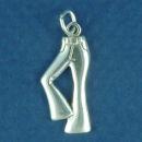 Ladies Bell Bottom Jeans 3D Sterling Silver Charm Pendant