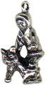 Eskimo and Husky Dog 3D Sterling Silver Charm Pendant