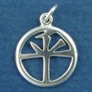 Chinese Peace Symbol Round Disk Sterling Sillver Charm Pendant