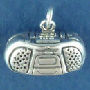 Boom Box Radio Sterling Silver Charm Pendant