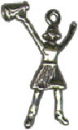 Cheerleader with Megaphone 3D Sterling Silver Charm Pendant