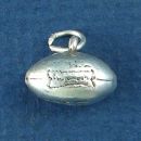 Football Medium Solid 3D Sterling Silver Charm Pendant