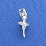 Ballerina in Pirouette Ballet Pose 3D Sterling Silver Charm Pendant