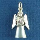 Angel Playing a Harp 3D Sterling Silver Charm Pendant