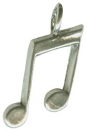 Musical Note Symbol Large Sterling Silver Charm Pendant