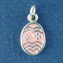 Easter Egg with Pink Enamel Sterling Silver Charm Pendant
