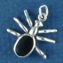 Spider Insect with Black Enamel Sterling Silver Charm Pendant