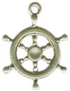 Ship's Wheel Nautical 3D Sterling Silver Charm Pendant