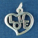 Heart Open with Word Phrase Love Sterling Silver Charm Pendant