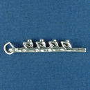 Sculling Rowing Team Sports 3D Sterling Silver Boat Charm Pendant