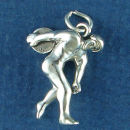 Track and Field Sports Discus Thrower 3D Sterling Silver Charm Pendant