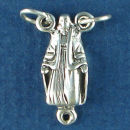 Religious Christian Rosary Center with Pope 3D Sterling Silver Charm Pendant