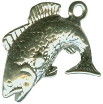 Fish: Black Bass 3D Sterling Silver Charm Pendant