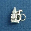 Beer Stein Sterling Silver Charm Small 3D Pendant