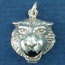 Tiger Head Roaring Pose Sterling Silver Charm Pendant