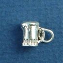 Beer Mug Sterling Silver Charm 3D Pendant