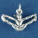 Cheerleader Girl in Jumping Split Pose 3D Sterling Silver Charm Pendant