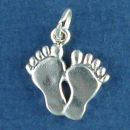 Feet Sterling Silver Charm Pendant for Baby or Surfer