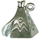 Indian Teepee 3D Sterling Silver Indian Charm Pendant