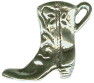 Cowboy Boot Lady's Style 3D Sterling Silver Charm Pendant