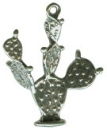 Western Prickly Pear Cactus 3D Sterling Silver Charm Pendant