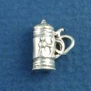 Beer Stein Sterling Silver Charm Medium 3D Pendant