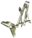 Skis with Boots and Poles for Sport of Skiing 3D Sterling Silver Charm for Bracelet