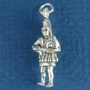 Trojan Man School Mascot with Sword and Shield Sterling Silver Charm Pendant
