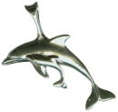 Dolphin with Calf Sterling Silver Charm Pendant