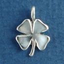 Shamrock Four Leaf Clover Irish Good Luck Charm 3D Sterling Silver Charm Pendant