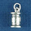 Sewing Craft Spool of Thread with Needle 3D Sterling Silver Charm Pendant