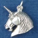 Unicorn Head Medium Sterling Silver Charm Pendant