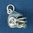Football Helmet Medium 3D Sterling Silver Charm Pendant